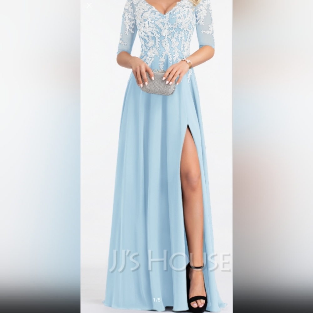 Chiffon and lace evening gown